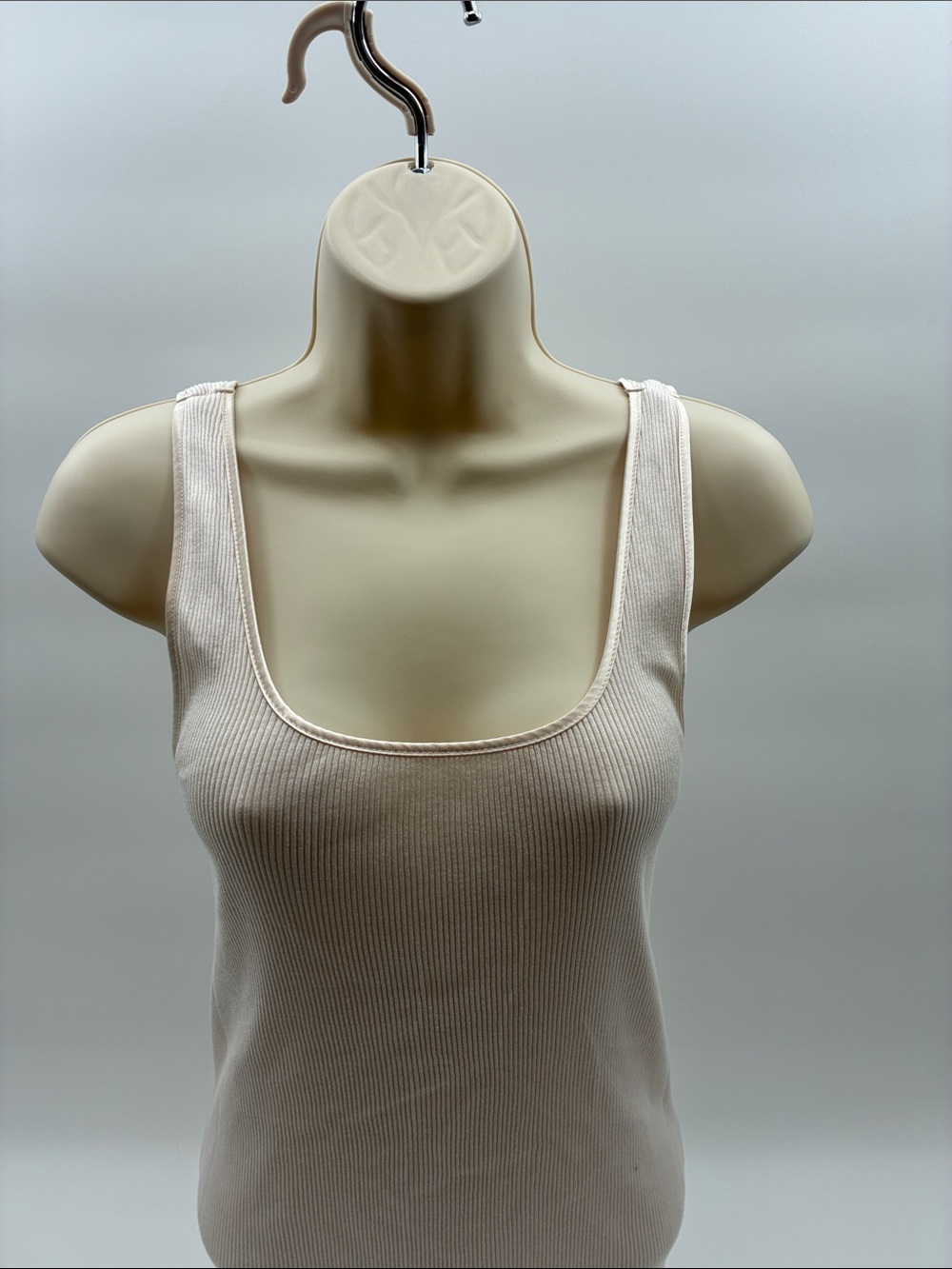 Banana Republic Ribbed Square-Neck Tank in Cream